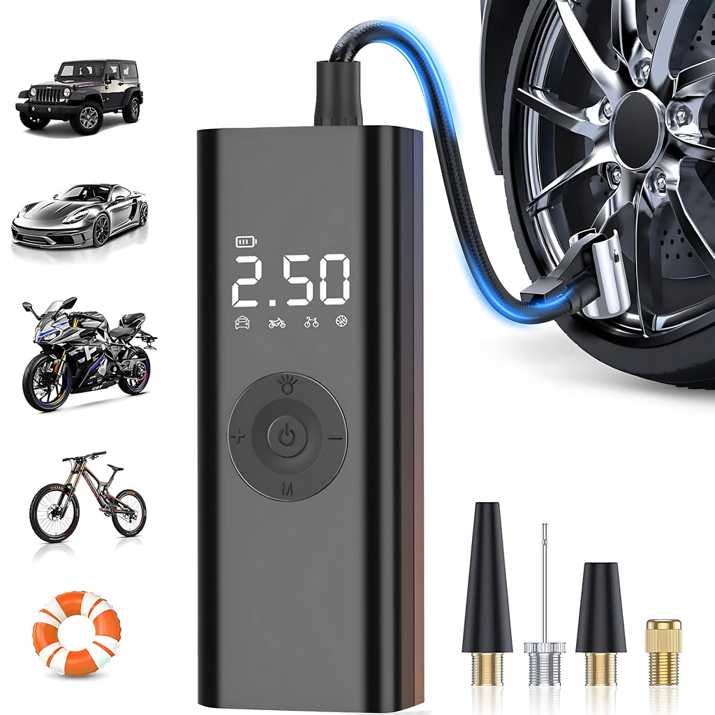 Wireless Car Tire Inflator Motorcycle Air Compressor 150PSI Smart Air Pump Digital Gauge lED light for Car Moto Bike Tyre Ball