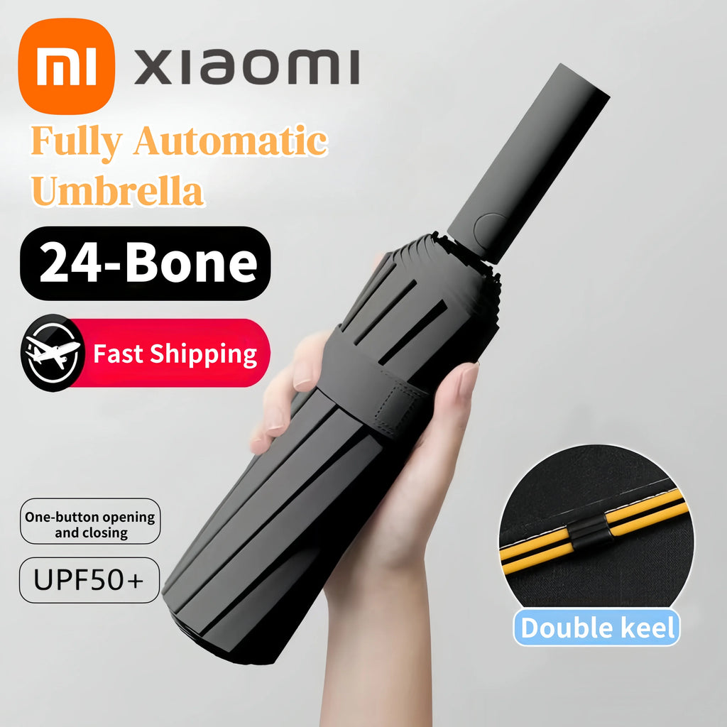 Xiaomi 24 Bone Fully Automatic Umbrella Double Bone Folding Umbrella For Sun UV Protection Rain Resistance Strong Wind Resitance