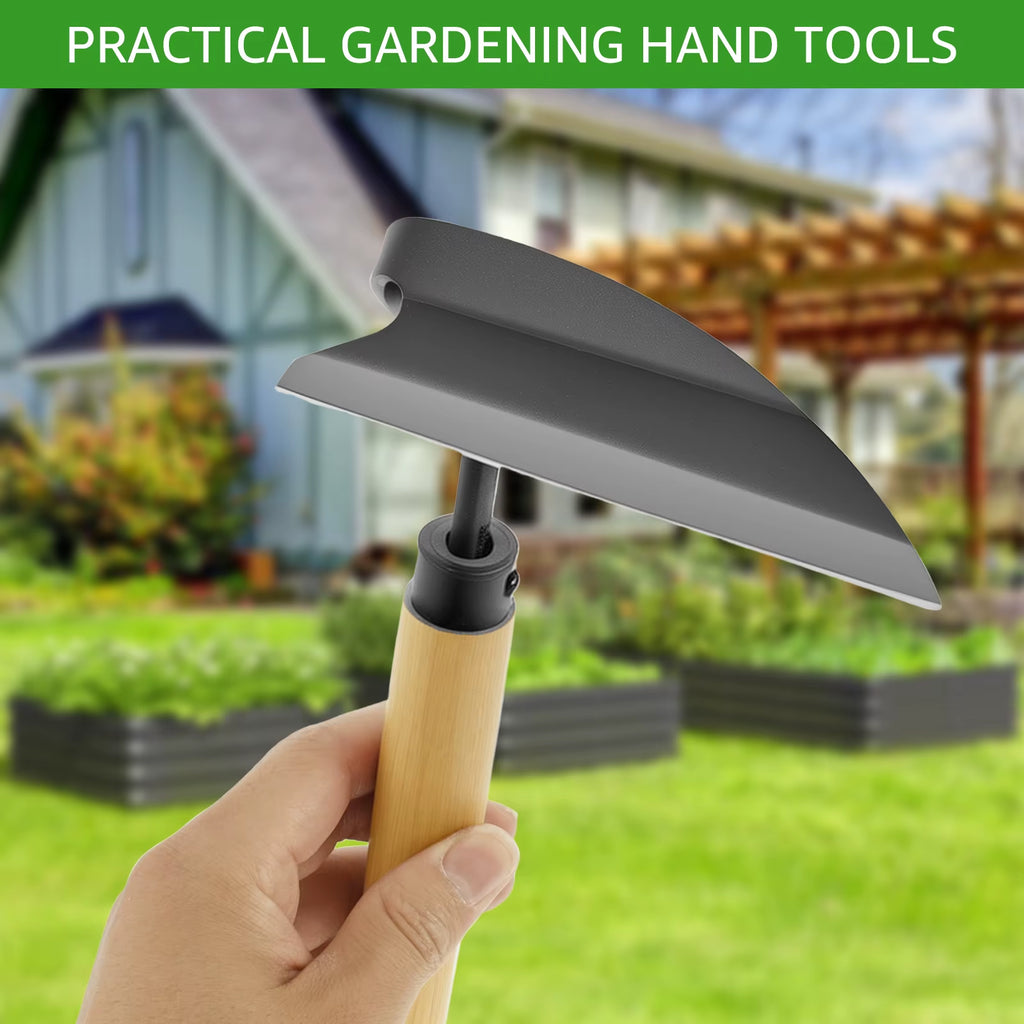 2/1Pcs Hand Weeding Hoe Japanese Style Weed Removal Tool Carbon Steel One-Piece Molding with Hard Solid Wood Handle for Yard