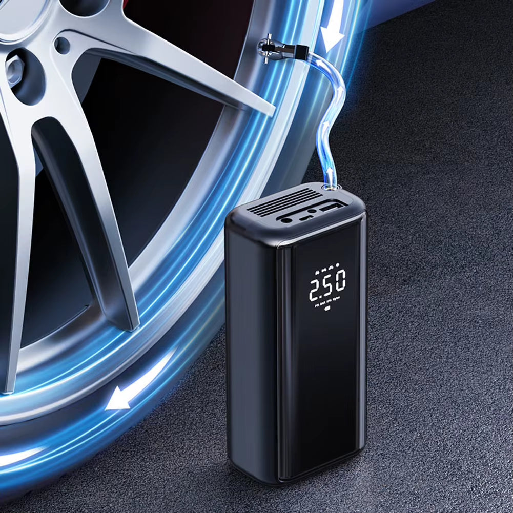 Car Tyre Inflator Rechargeable Quick Inflating Electric Tire Pump with Digital Pressure Gauge 1500mAh for Motorbike Auto Bicycle
