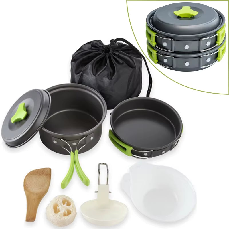 Camping Cookware Set Backpacker's Cooking Set: Portable, Durable Outdoor Cookware with Tableware and Handy Storage Bag