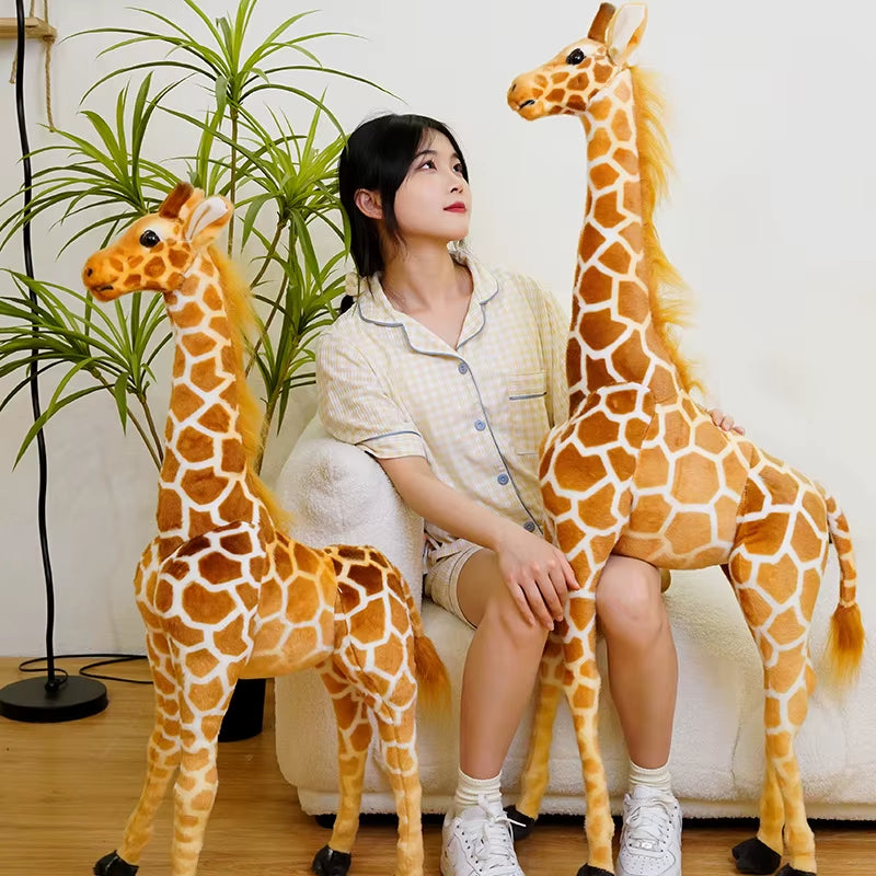 140CM Huge Giraffes Plush Toy Pretty Real Life Giraffe Dolls Stuffed Soft Animal Simulation Toy Baby Gifts Decor Children's Room