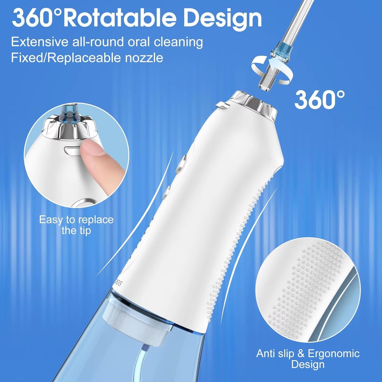 Dental Oral Irrigator Portable Water Flosser for Teeth Braces Rechargeable Home and Travel 5 Modes Waterproof
