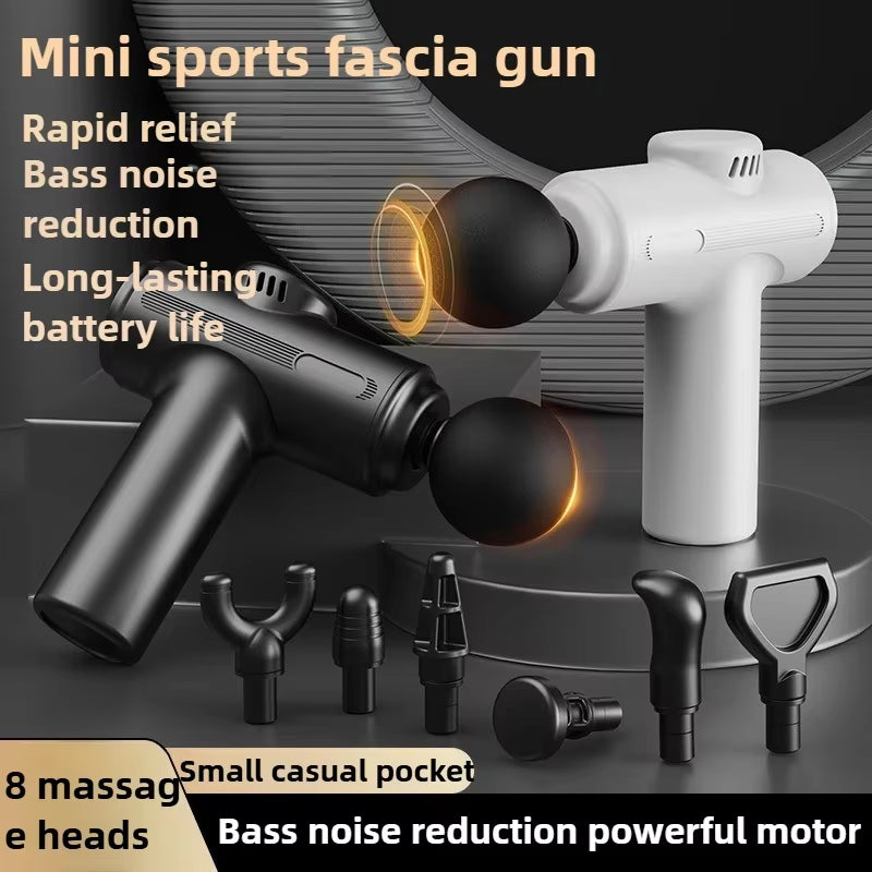 New 8Head Type-c Mini Massage Gun Fascia Machine Muscle Relaxation Vibrating Gun Rod Massage Fitness Tool Muscle Massager Gun