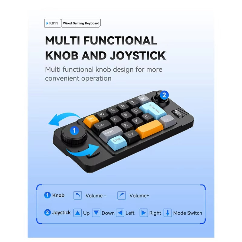 19-Key Macro-Defined Joystick Dual-Wheel RGB Hot-Swappable Macro-Defined Wired Mechanical Gaming Keyboard For Win10