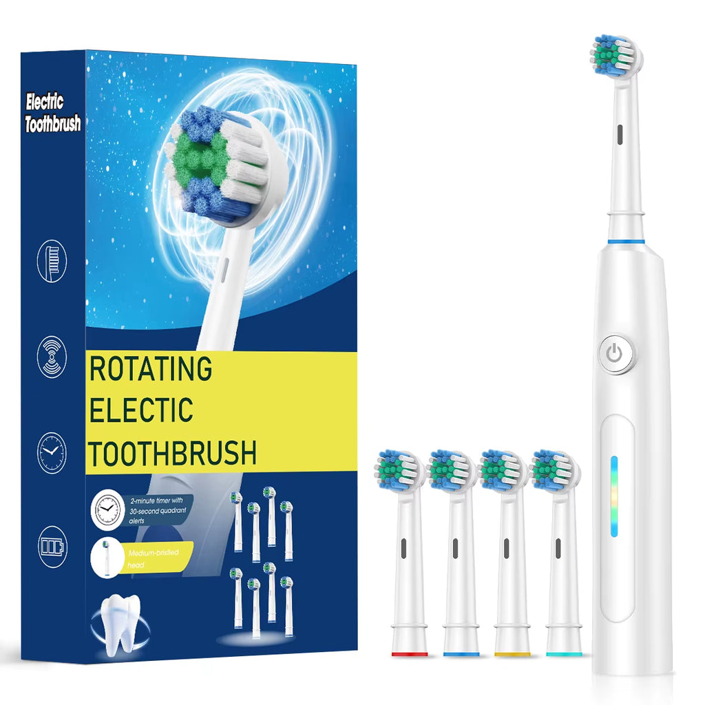 Electric Toothbrush Intelligent 5 Modes Cleaning Teeth Brush Waterproof Rotary Electric Toothbrush with 8 Brush Head