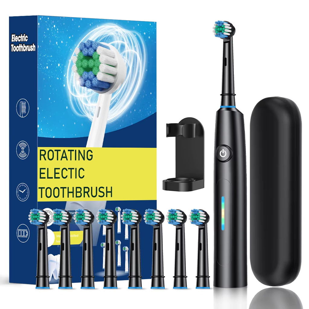Electric Toothbrush Intelligent 5 Modes Cleaning Teeth Brush Waterproof Rotary Electric Toothbrush with 8 Brush Head