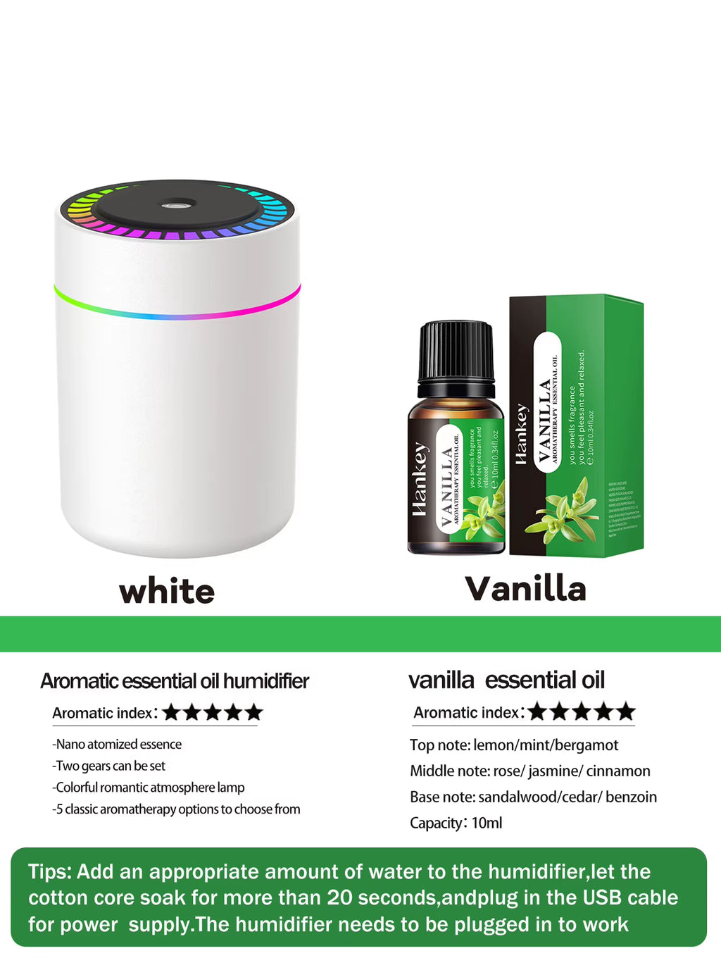 180ml Aromatherapy diffuser Humidifier Aromatherapy essential oil Air purifier Sleeping car carrying home LED 7 color light