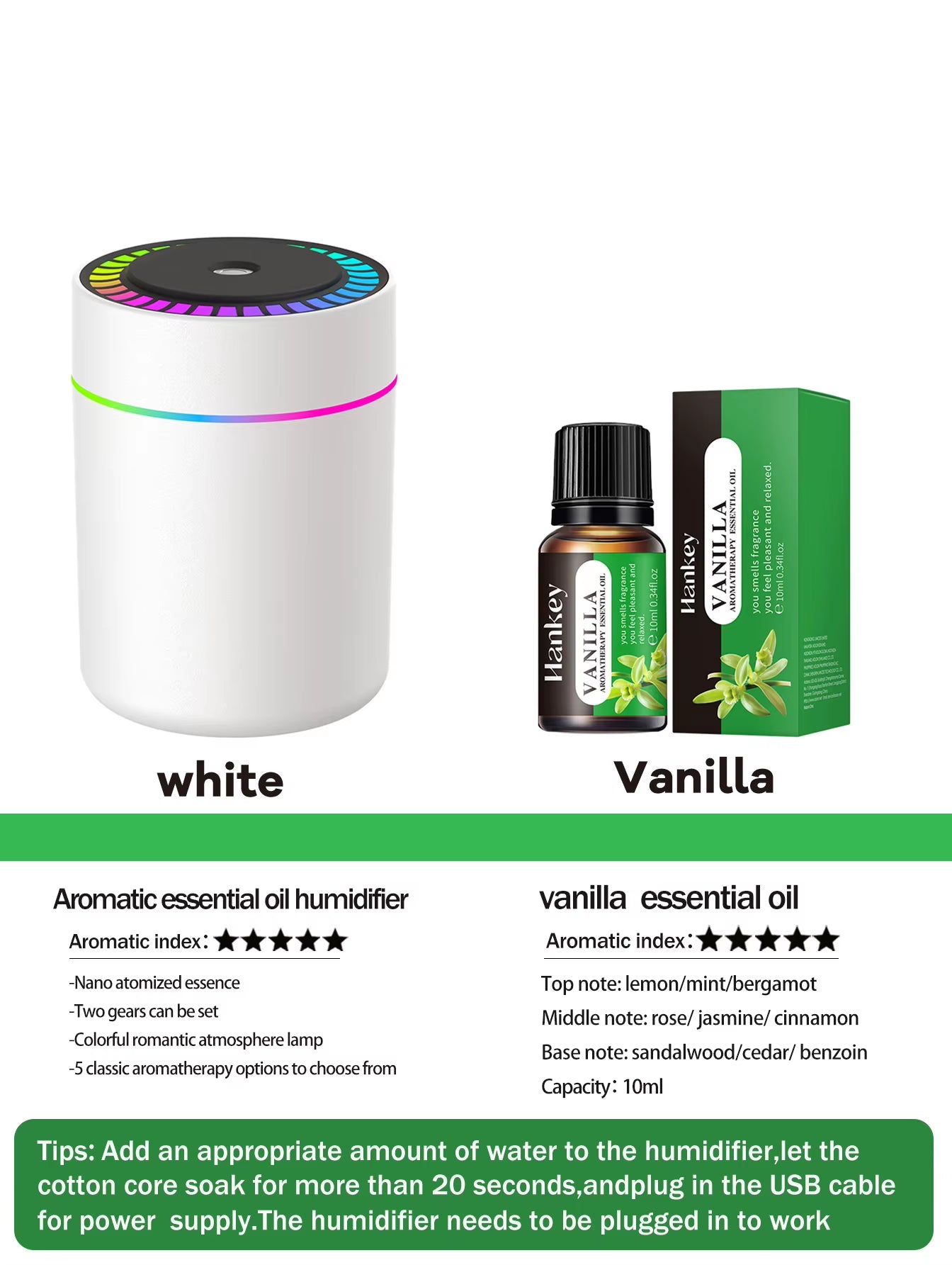 180ml Aromatherapy diffuser Humidifier Aromatherapy essential oil Air purifier Sleeping car carrying home LED 7 color light