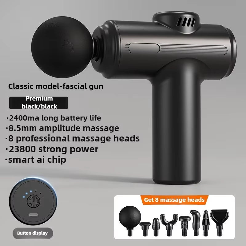 New 8Head Type-c Mini Massage Gun Fascia Machine Muscle Relaxation Vibrating Gun Rod Massage Fitness Tool Muscle Massager Gun