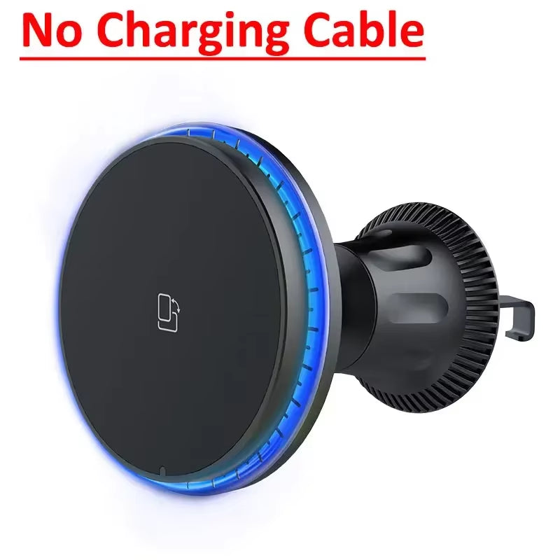 30W Magnetic Car Wireless Chargers RGB LED Light For iPhone 12 13 14 15 Pro Max Phone Holder Stand Mount Fast Charging Station