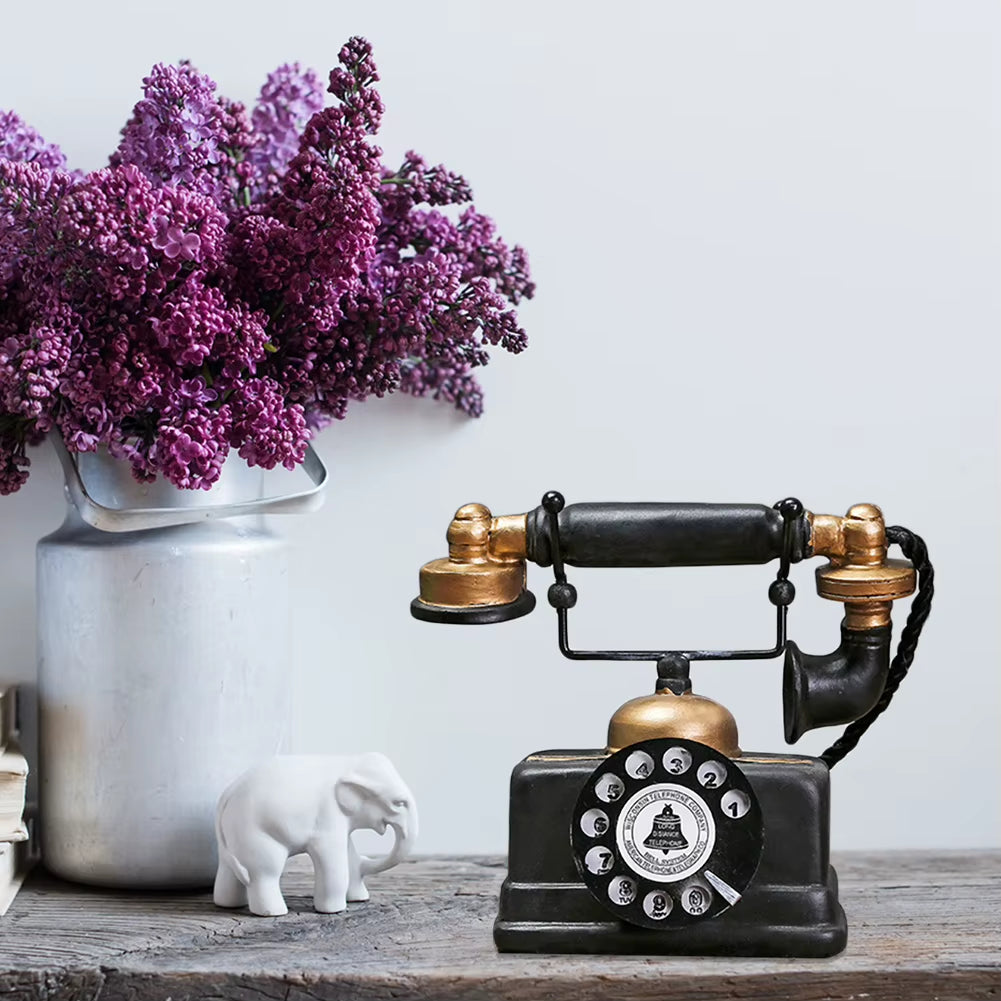 1/2PCS Vintage Creative Telephone Model Antique Ornament Craft Home Decoration Kid Gift Excellent Craftsmanship Well Durability