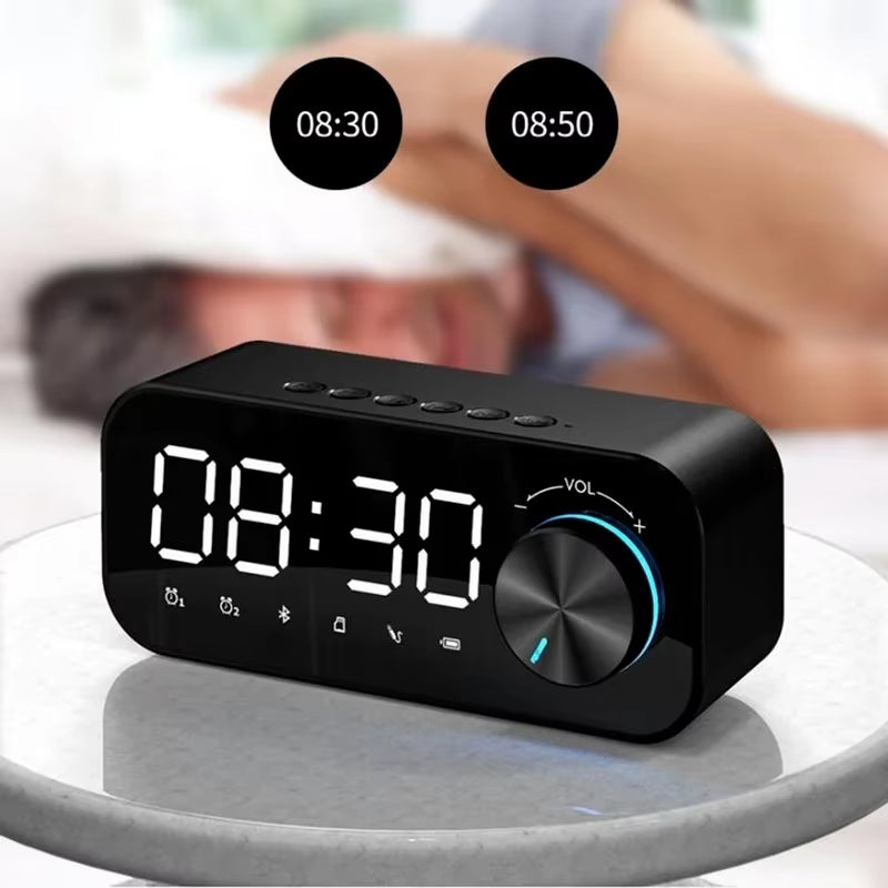 Soundbar with Clock Wireless Bluetooth Speaker Led Alarm Radio Music 5.0 Speakers Portable Bass LED USB TF Card Loudspeaker
