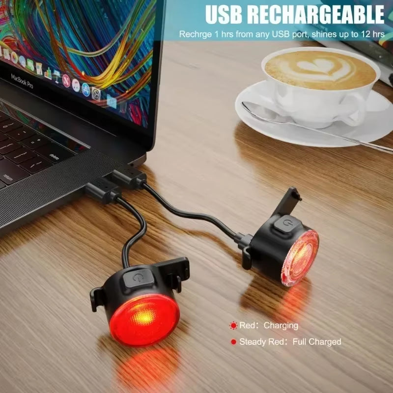 Rechargeable USB Bike Light Set Mini Night Safety Taillight & Headlight Combo LED Bicycle Lamp for Enhanced Visibility Riding
