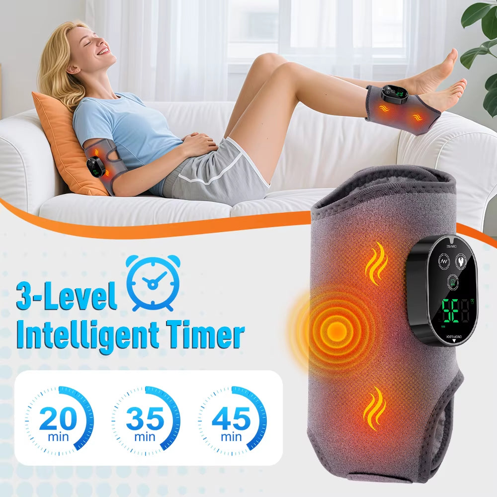 Electric Corless Heating Foot Ankle Massager Protector Winter 6 Heating Levels 3 Vibration Modes Elbow Relax Muscles Recharge