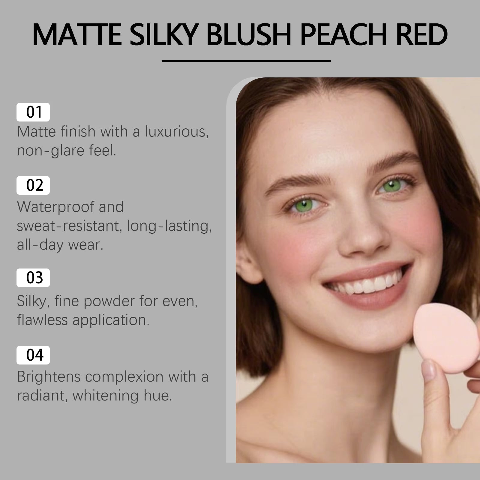 zephoco Matte Blush Powder Long Lasting Waterproof Cheek Makeup Natural Flush Color Easy To Blend No Fly Away Daily Wear 4Colors
