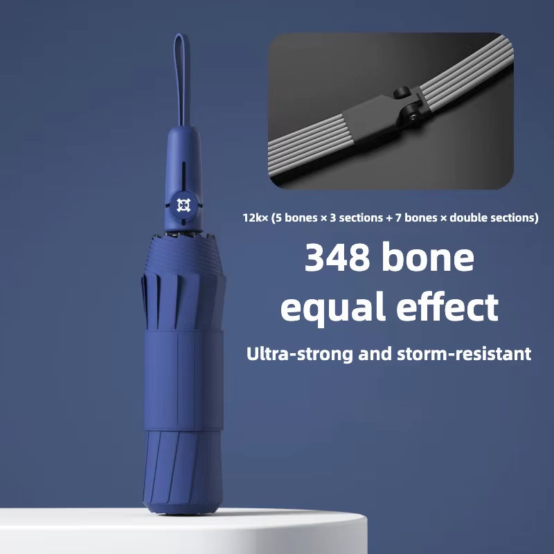 Reinforced 348 Ribs Automatic Umbrella, Windproof & Stormproof, Sun UPF 50+ Protection Folding Rain Umbrellas for Men & Women