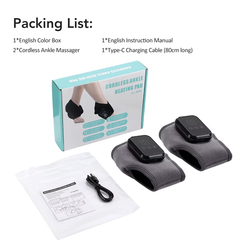 Electric Foot Ankle Massager 3 Mode Vibration 5 Level Hot Compress Massage Ankle Brace Protector Plantar Fascia Leg Muscle Relax