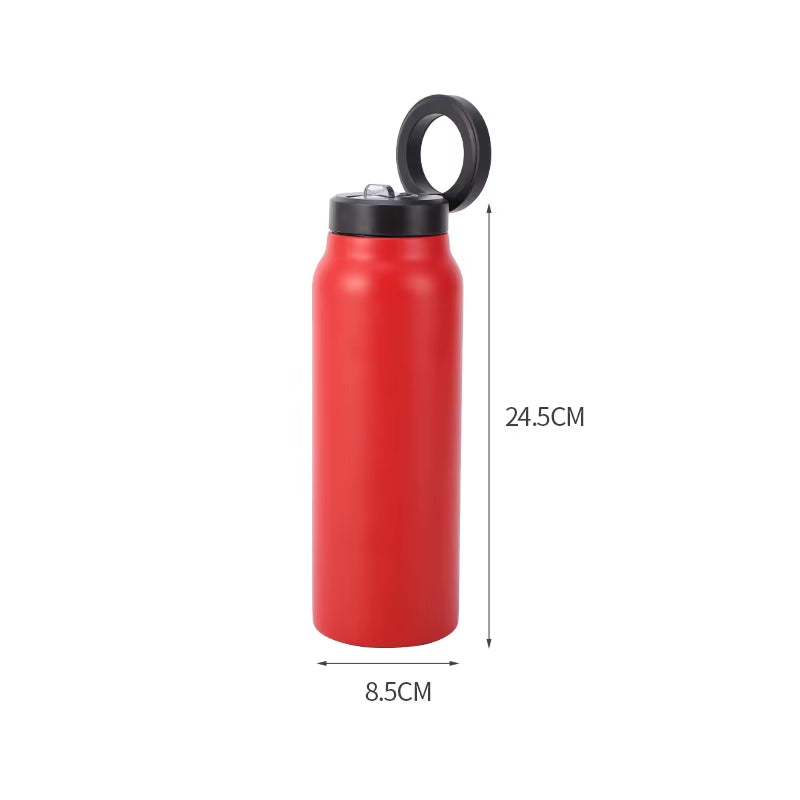 24oz Insulated Stainless Steel Sports Water Bottle with Magnetic Lid & Phone Holder - BPA-Free Perfect for Outdoor Activities