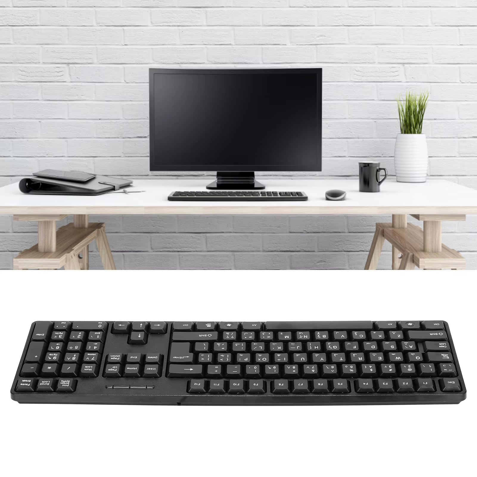 PC Computer Keyboard Computer Keyboards Ergonomic Design  USB Wired Arabic English Mechanical Keyboard for PC Laptops