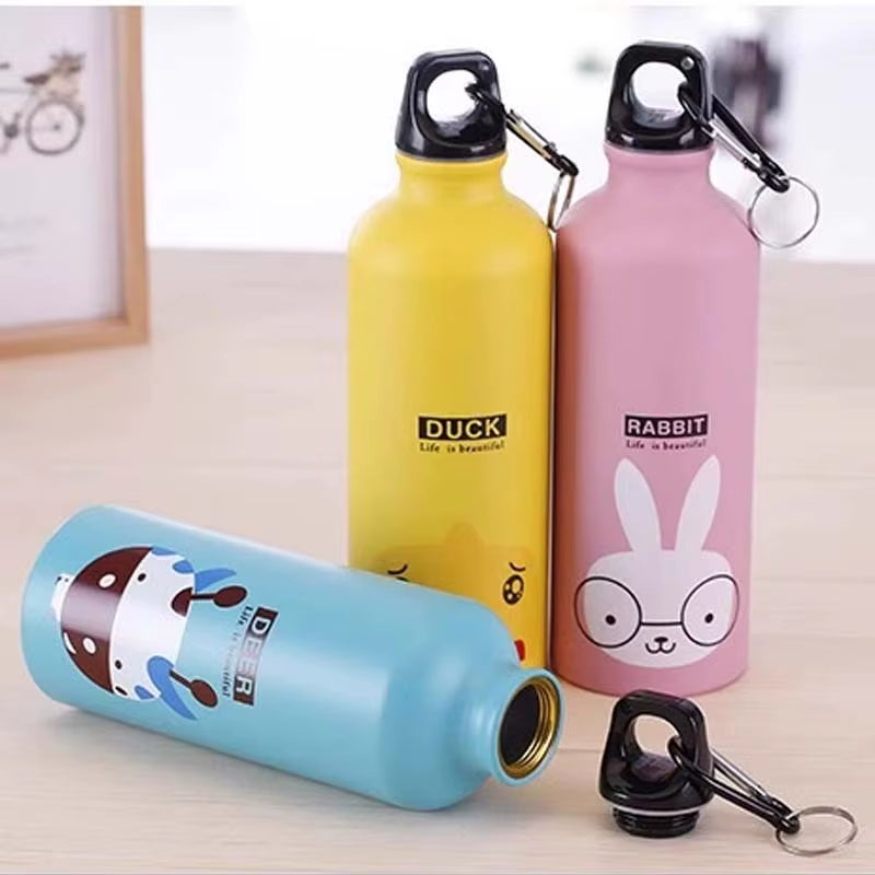 500ML Cartoon Aluminum Water Bottle Cute Animal Print  Stainless Steel Water Bottle with Lid Insulated Mug Coffee Mug