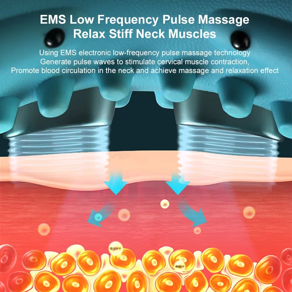 Electric Neck Stretcher EMS Pulse Cervical Traction Relax Smart Cervical Chiropractic Traction Pillow Vibration Massage Machine