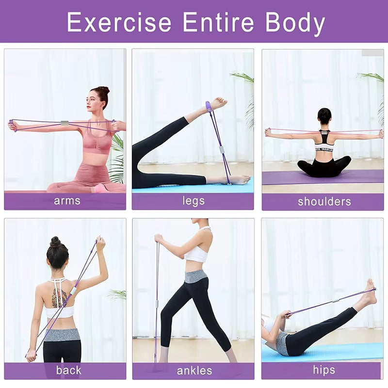 Saludea Figure 8 Resistance Band with Handles Arm Chest Expander Yoga Gym Fitness Pulling Rope Elastic 8 Word