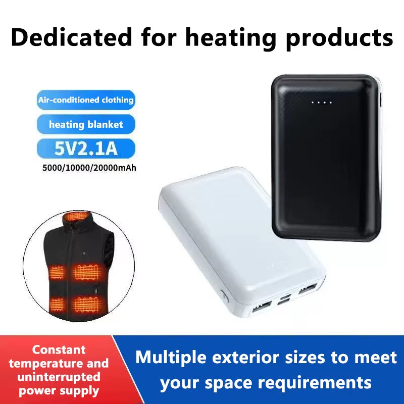 20000mah Power Bank USB Fast Charging Ultra-thin Mini Heating Portable External Battery Pack For Heating Vest Jacket New