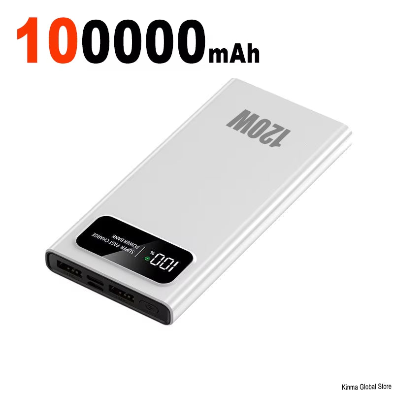 For Xiaomi120W 200000mAh Power Bank Super Fast Charging Battery High Capacity Digital Display PowerBank For iPhone Samsung New