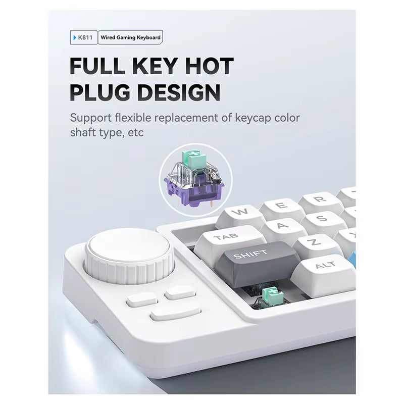 19-Key Macro-Defined Joystick Dual-Wheel RGB Hot-Swappable Macro-Defined Wired Mechanical Gaming Keyboard For Win10