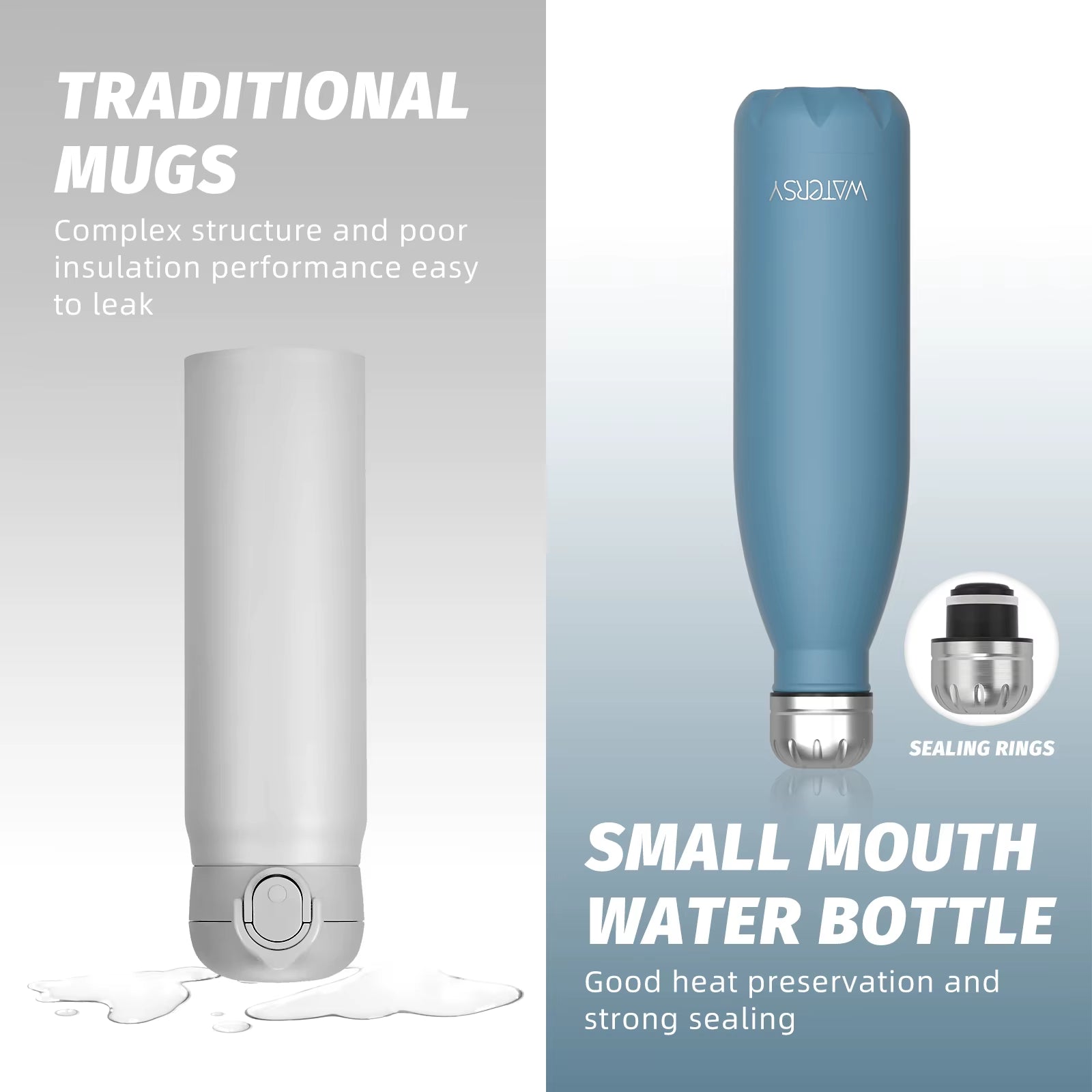 500ml Stainless Steel Vacuum Flask, Insulated Thermos Cup for Coffee & Water, Double Wall Thermal Bottle for Sports