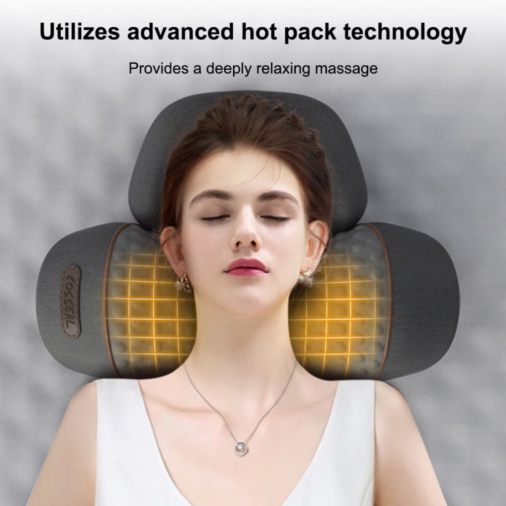 Electric Neck Pillow Ergonomic Memory Foam Pillow Shoulder Massager Pillow Cervical Orthopedic Pillow for Blood Circulation