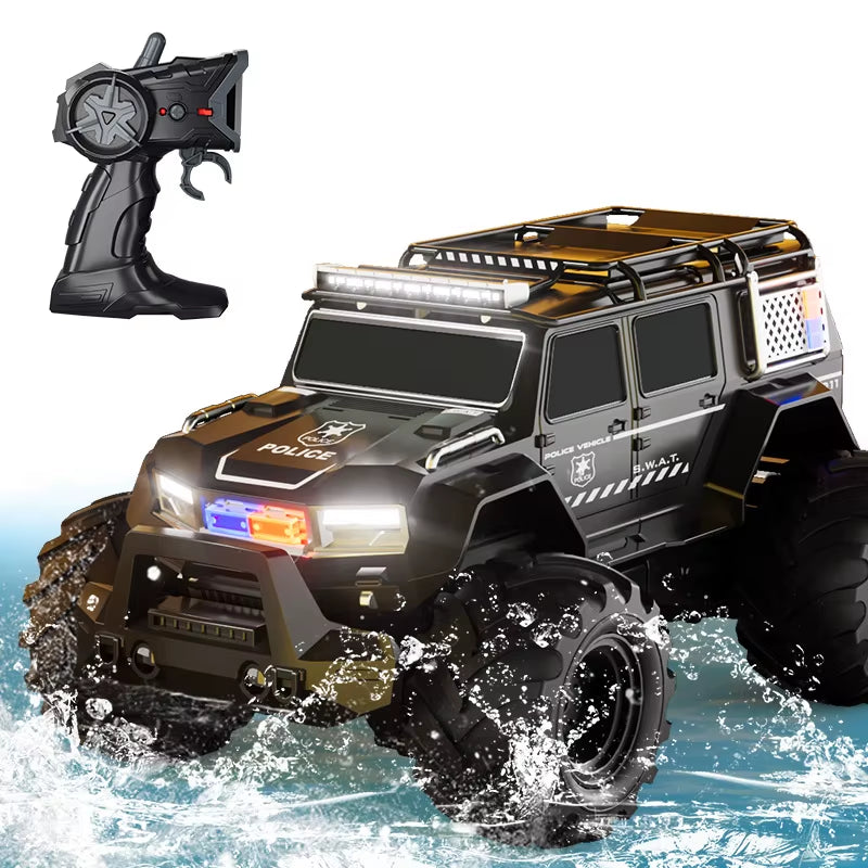Remote Controlled Car Amphibious Stunt Vehicle Police Car Climbing Vehicle Four-wheel Drive Off-road Vehicle Beach Toy