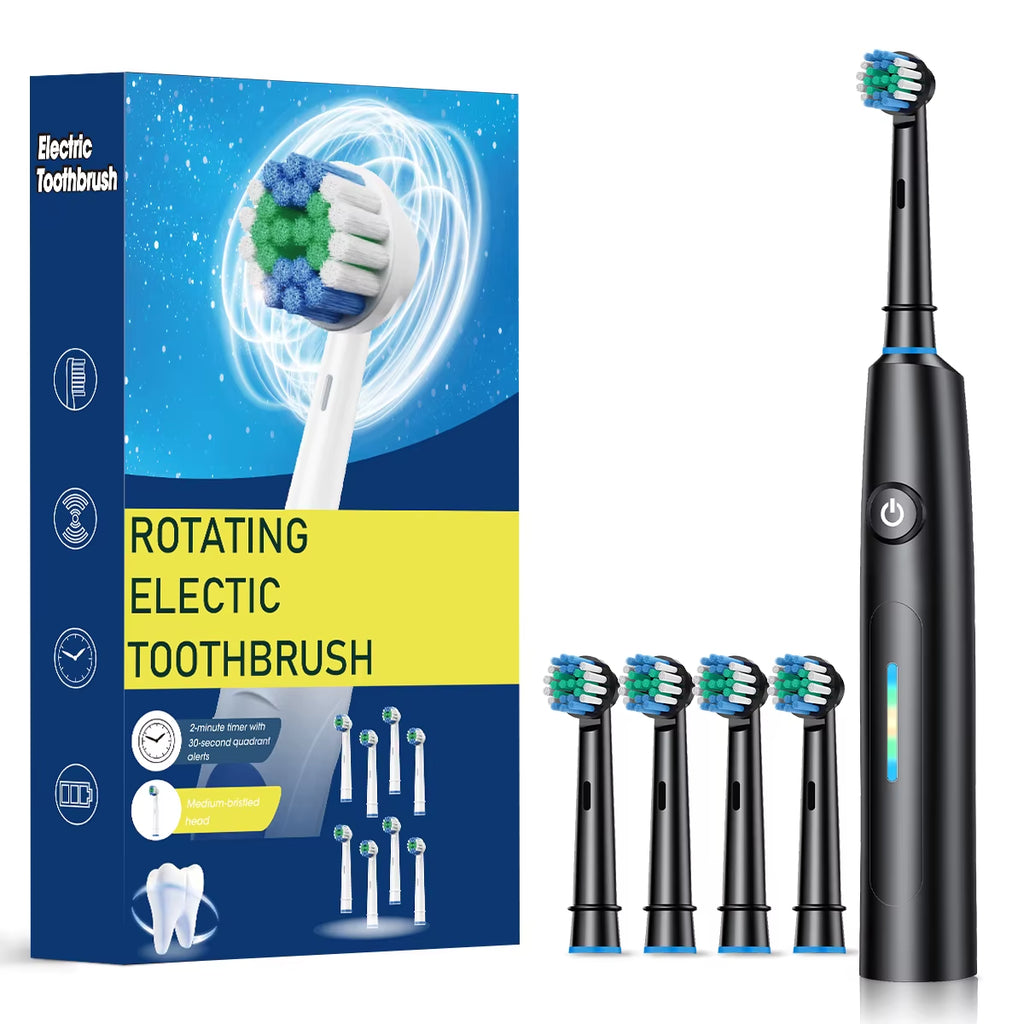Electric Toothbrush Intelligent 5 Modes Cleaning Teeth Brush Waterproof Rotary Electric Toothbrush with 8 Brush Head