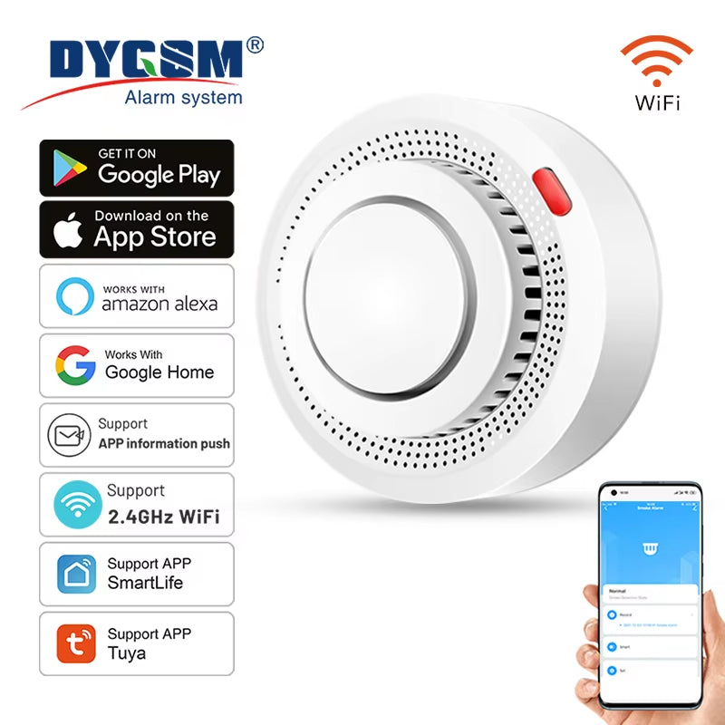Tuya Smart WiFi Smoke Sensor Fire Protection Smoke Detector 85dB Sound Security System Firefighters  Smartlife APP Control