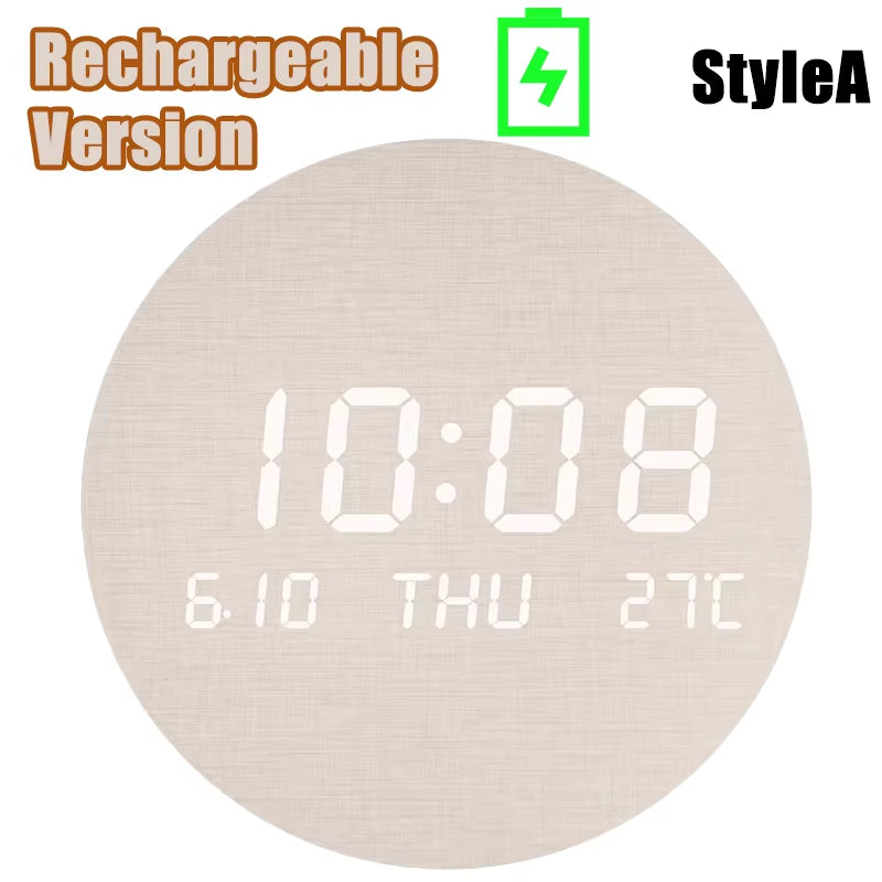 Simple Digital Wall Clock Temp Date Multi-function Display Large Screen LED Mute Clock Home Decor Living Room Decorative Clock