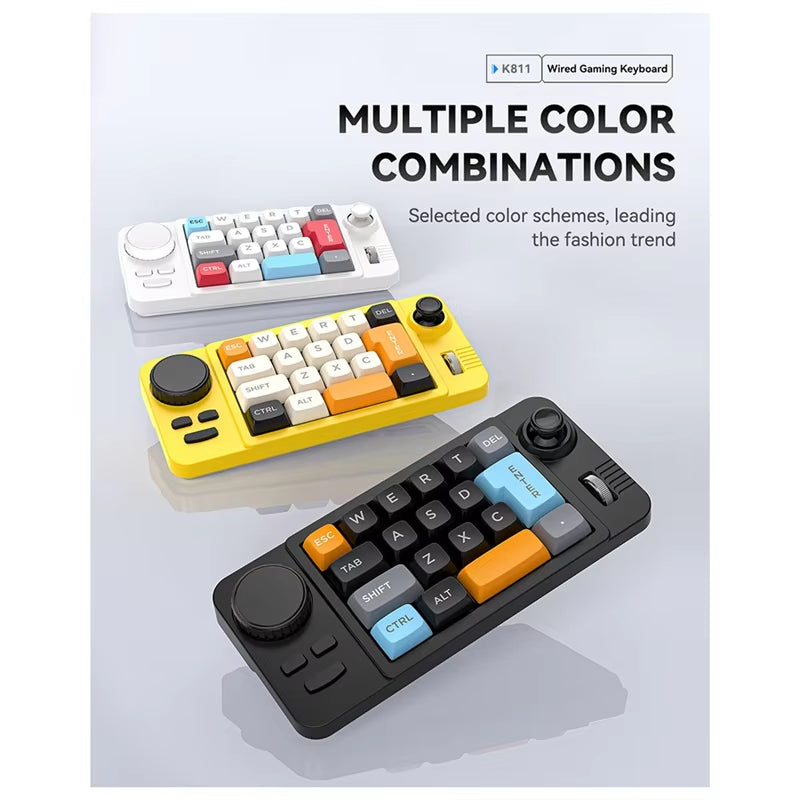 19-Key Macro-Defined Joystick Dual-Wheel RGB Hot-Swappable Macro-Defined Wired Mechanical Gaming Keyboard For Win10