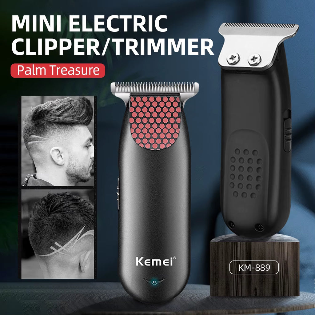 '-889 Professional Cordless Hair Clipper Compact Mini Electric Beard Hair Trimmer Small Portable Grooming Kit For Men