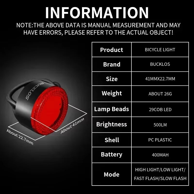 COB Bike Taillights Headlight USB Rechargeable Bicycle Safety Warning Light MTB LED Front Rear Lantern Cycling Lamp Set