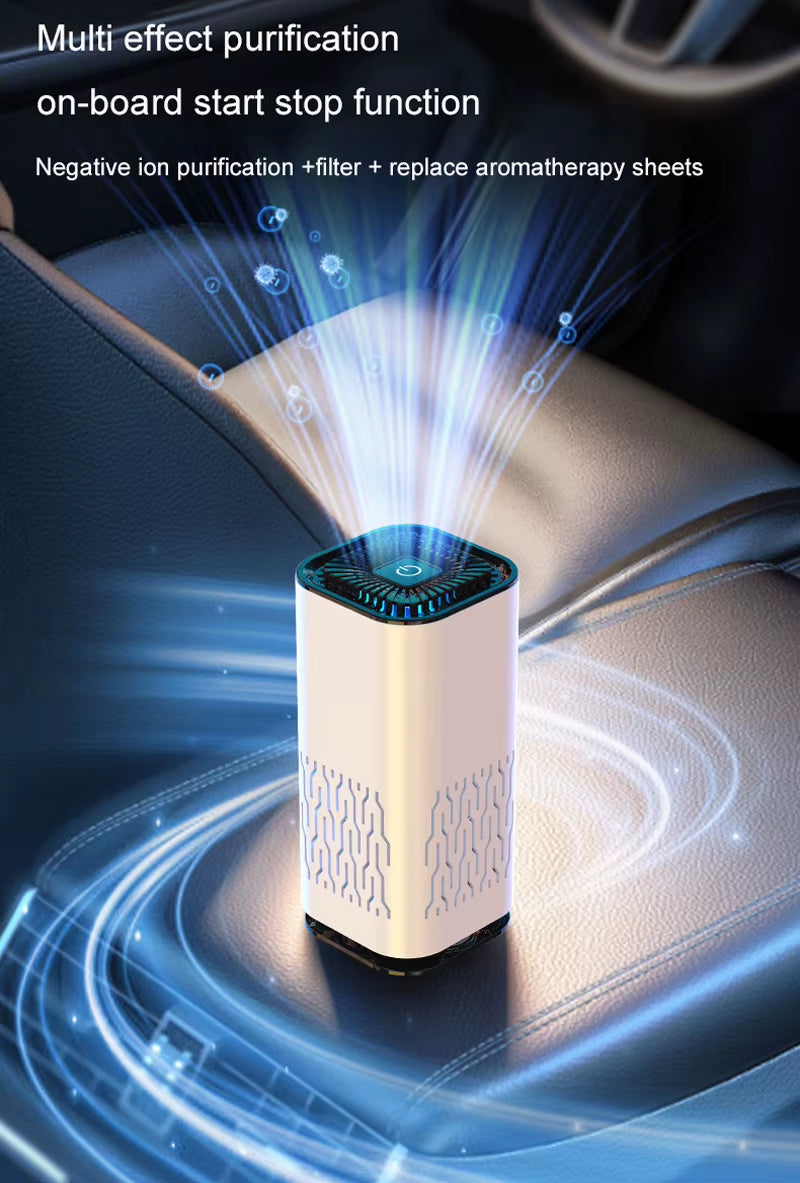MINI HEPA Air Purifier Remove Smoke Odor Formaldehyde Negative Ion Air Cleaner for Car Bedroom Aromatherapy Purification