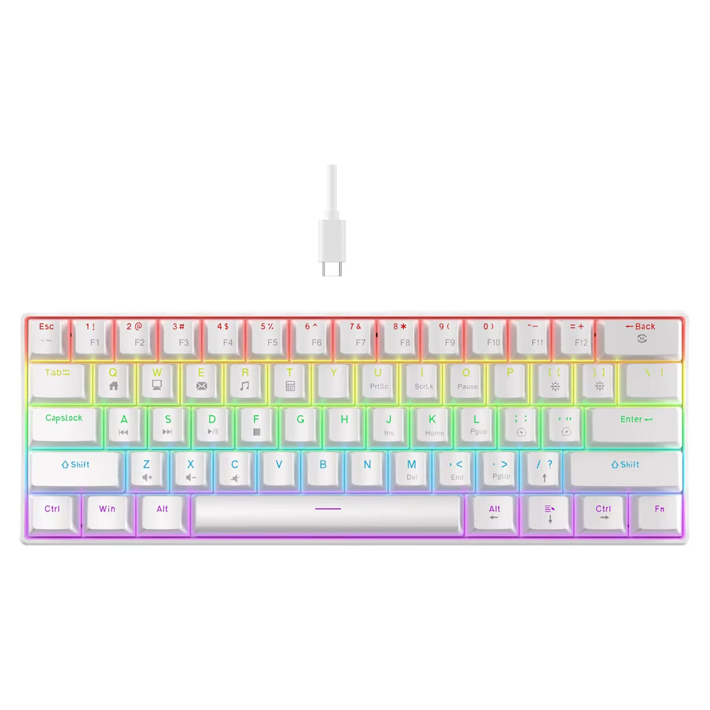 K61 Wired Mechanical Keyboard 10 Kinds of Colorful Lighting Gaming and Office For Microsoft Windows and Apple IOS System