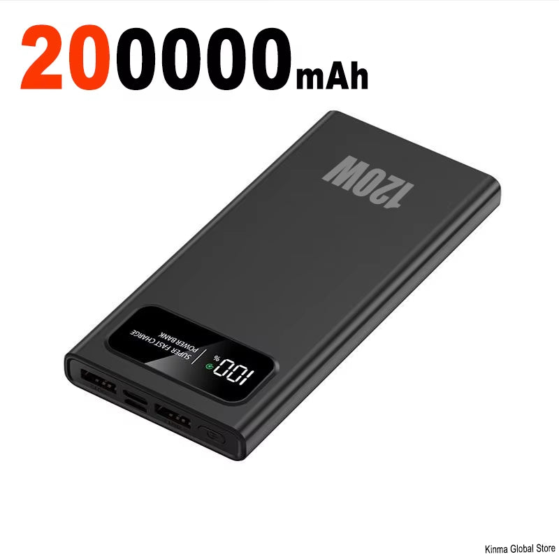 For Xiaomi120W 200000mAh Power Bank Super Fast Charging Battery High Capacity Digital Display PowerBank For iPhone Samsung New