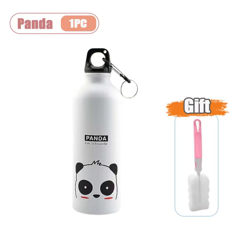 500ML Cartoon Aluminum Water Bottle Cute Animal Print  Stainless Steel Water Bottle with Lid Insulated Mug Coffee Mug