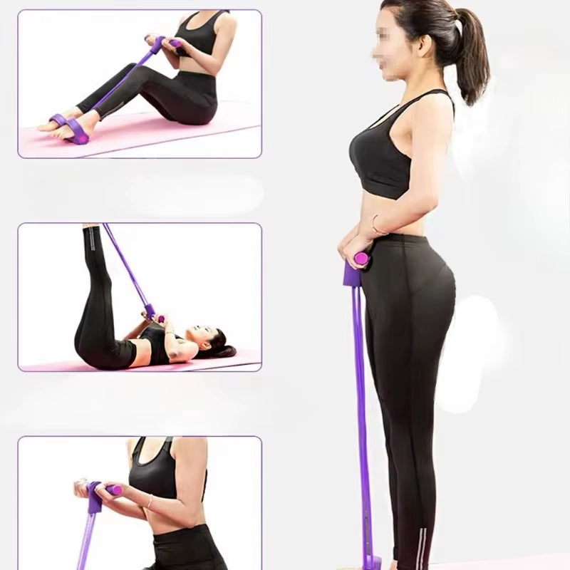 Foot Resistance Bands for Home Yoga Six-Piece Elastic Leg Stretching Rope Set for Full Body Workout Sit-Up Assist Bands