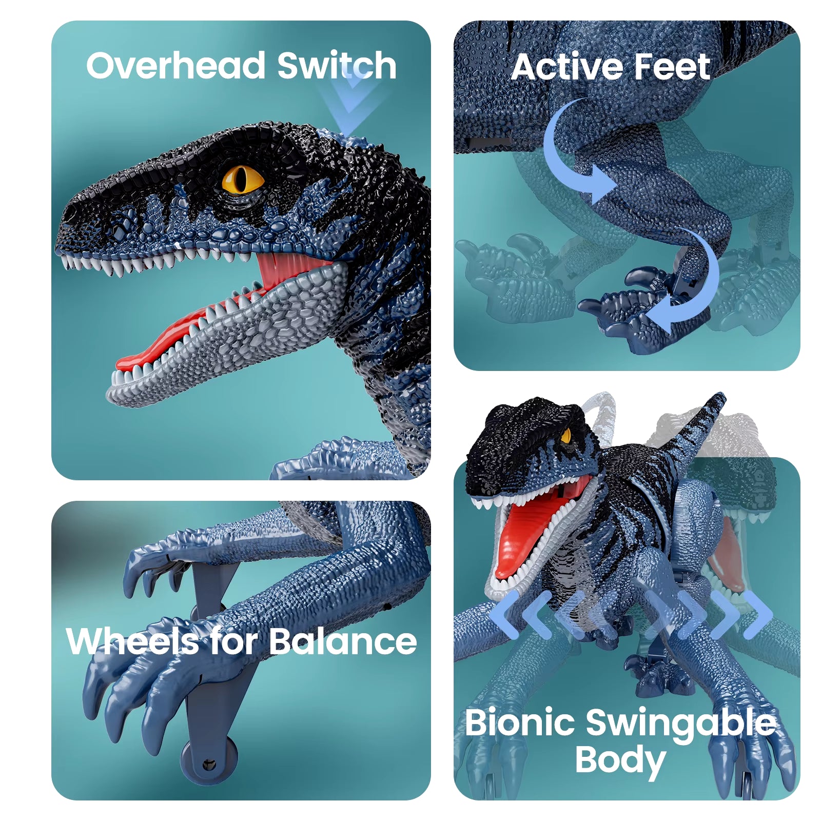 Remote Control Dinosaur Toys for Kids, 2.4GHz Robot Walking Dinosaur Toys, Simulation Velociraptor, Gifts for Boys 3-5