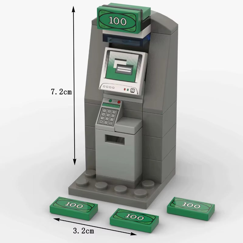 MOC Dog Wast Building Blocks Trash Can ATM Cash Point City Street View Postbox Telephone Booth Bricks Toys Kids Gift