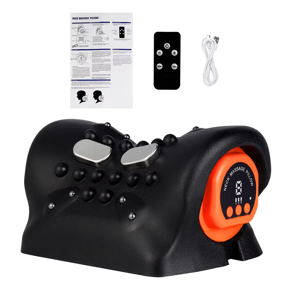 Electric Neck Stretcher Pulse Cervical Traction Massage Pillow Heating Cervical Chiropractic Neck Curvature Straightening Pillow