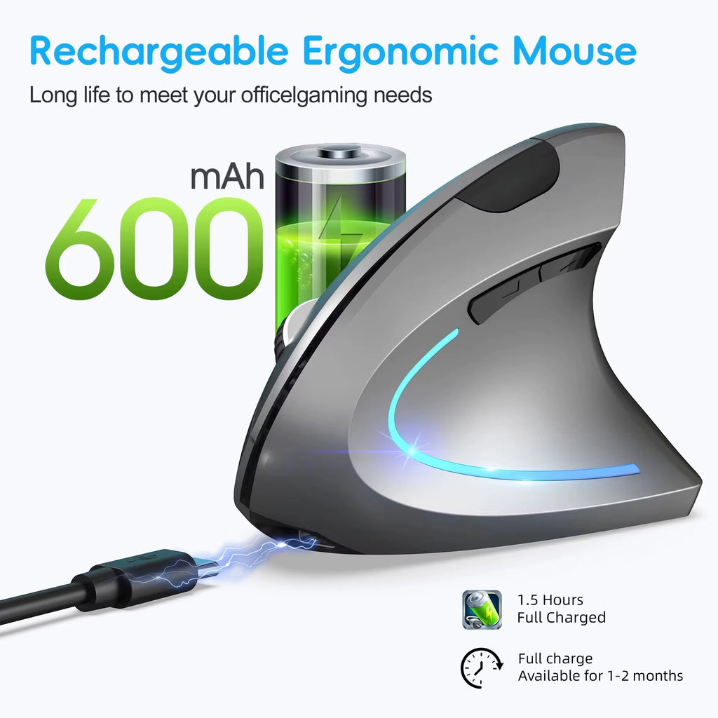 Vertical Ergonomic Gaming Mouse Wireless Rechargeable Gamer Mause Kit Optical 2.4G Mouse Computer PC Laptop Desktop USB Mice