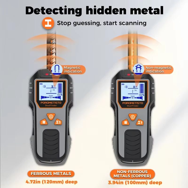 6in1 Stud Finder Wall Scanner Detector Multifunction Wall Scanner for AC Cable Wires Wood Metal Pipe Electronic Measuring Tools