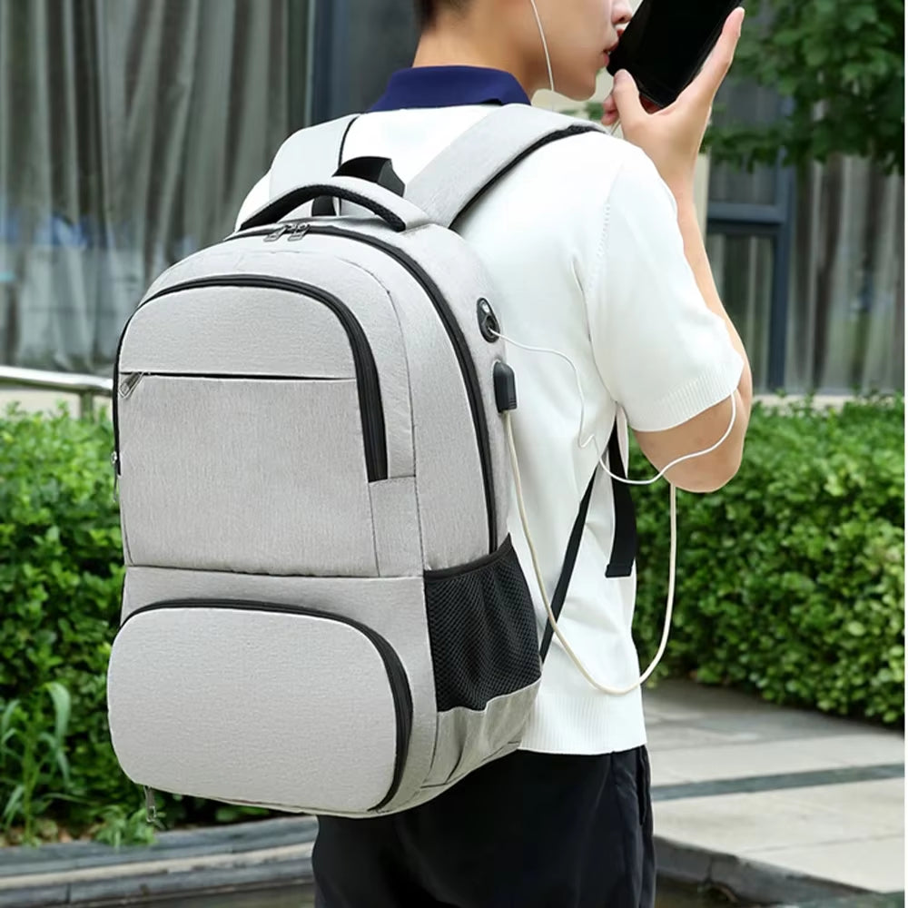 Men Business Backpack with USB Port Laptop Bag Aluminum Foil Thermal Insulation Bag Camping Picnic Backpack Lunch Bag